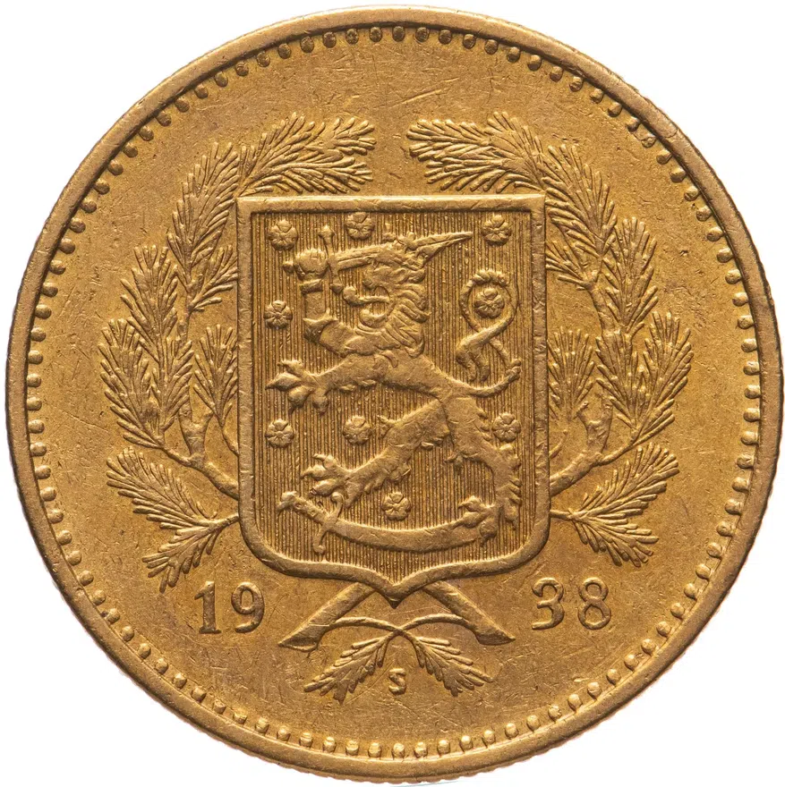 Финляндия 10 марок (markkaa) 1938, реверс