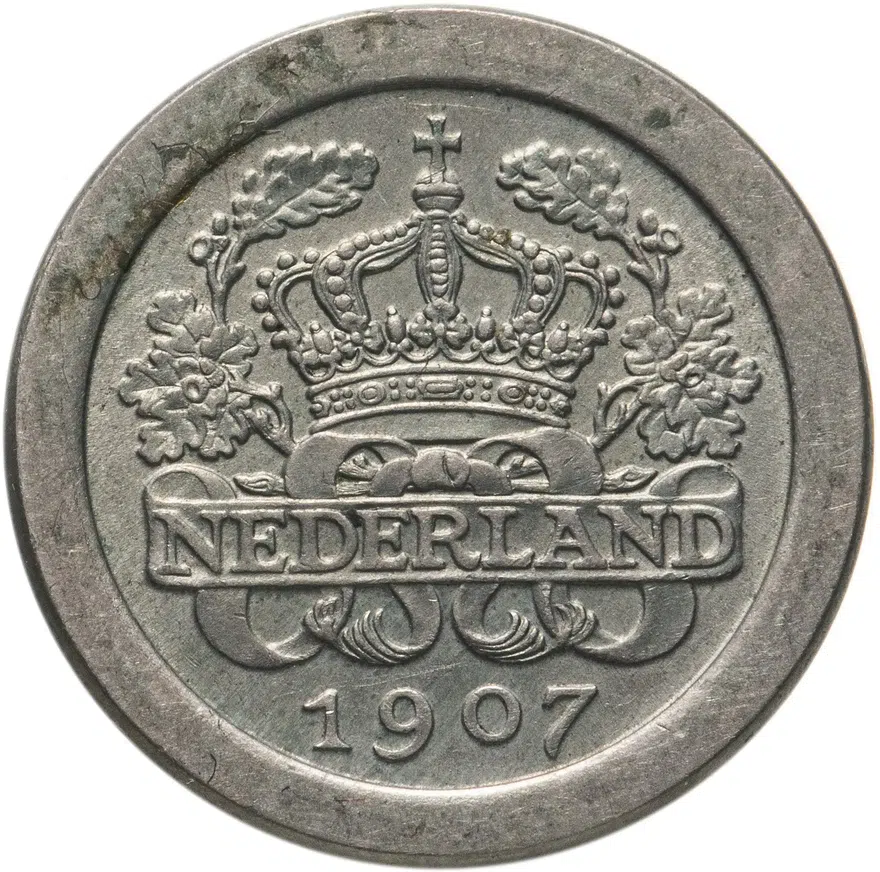 Нидерланды 5 центов (cents) 1907, аверс