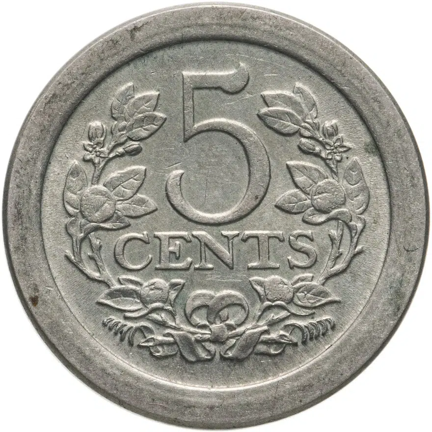 Нидерланды 5 центов (cents) 1907, реверс