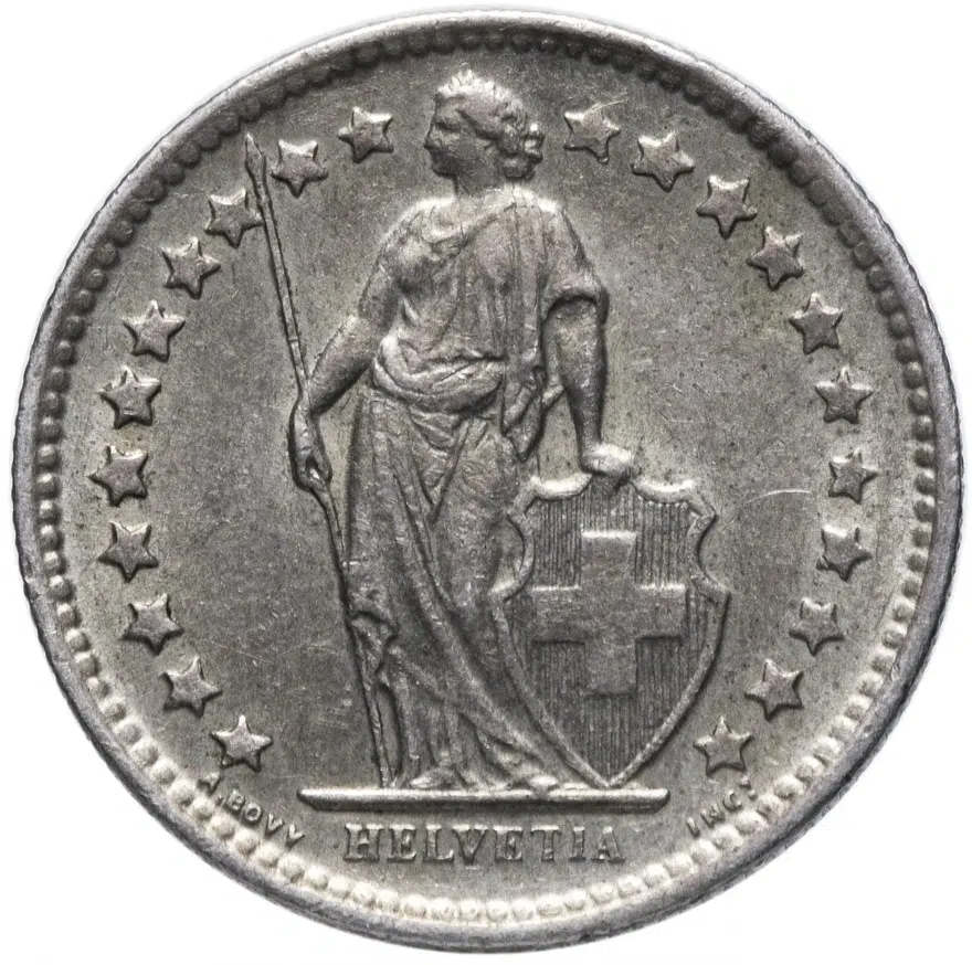 Швейцария 1/2 франка 1961, реверс