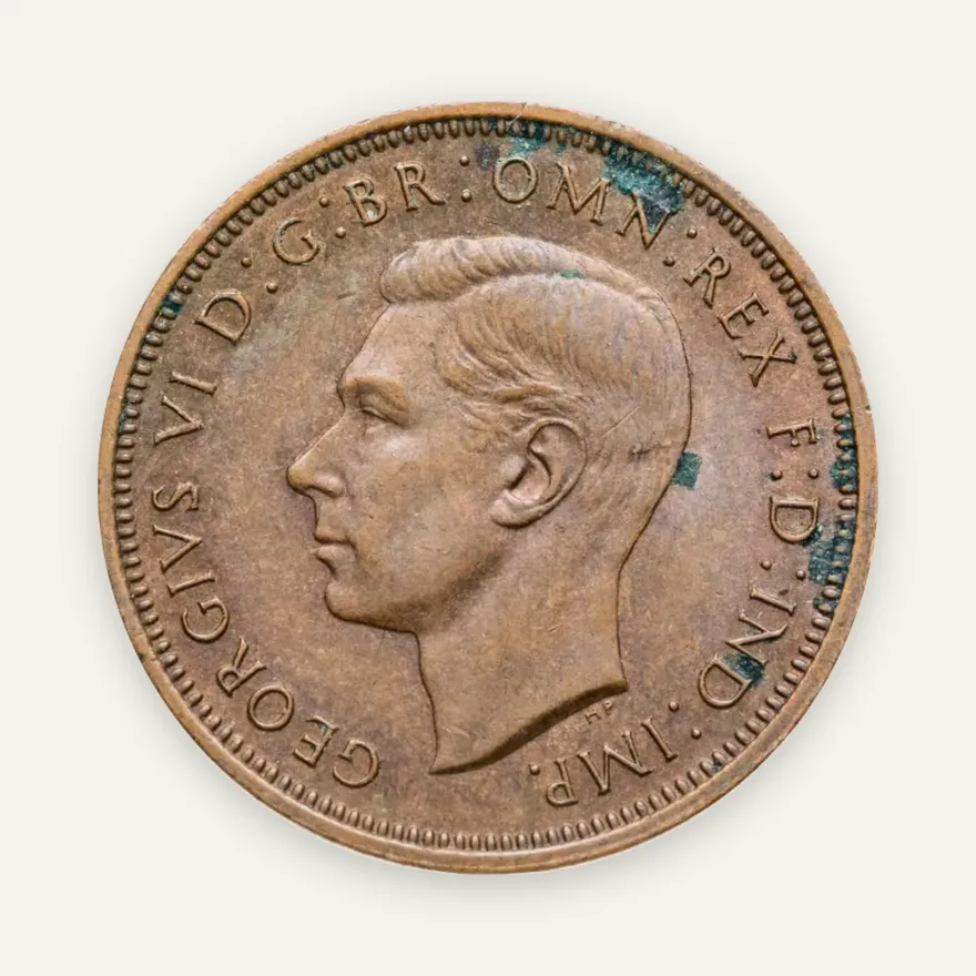 Великобритания 1/2 пенни (penny) 1945, аверс