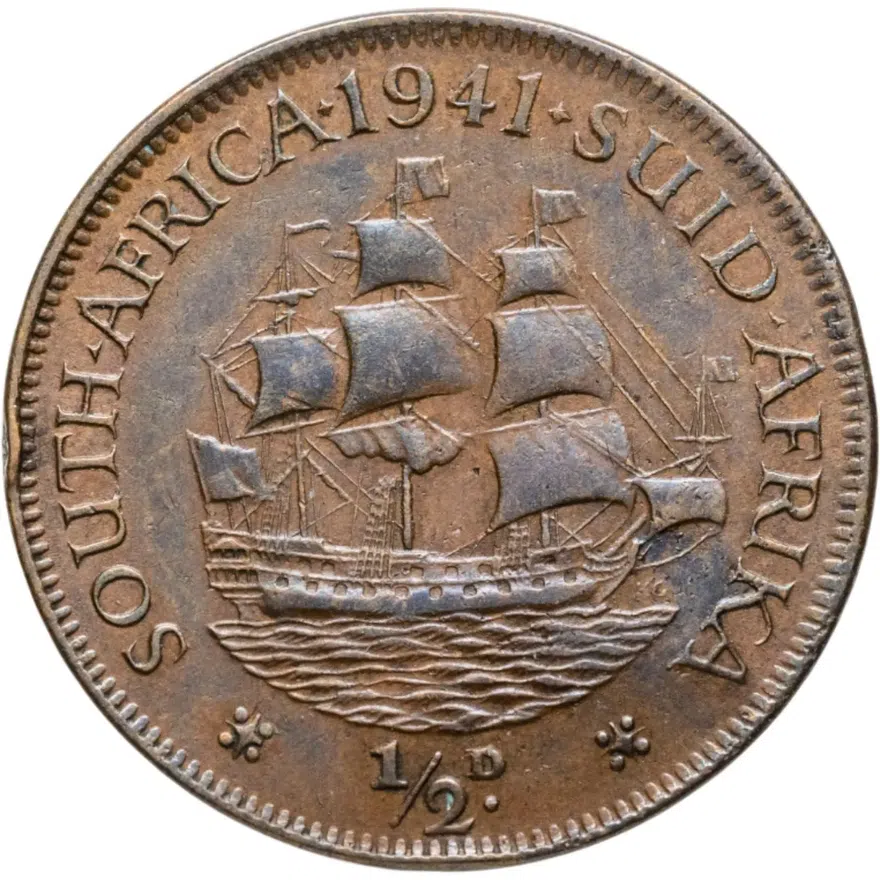 ЮАР 1/2 пенни (penny) 1941