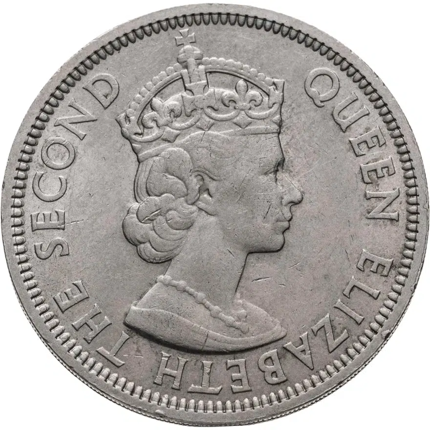 Маврикий 1 рупия (rupee) 1971   С жёлобом на гурте, реверс