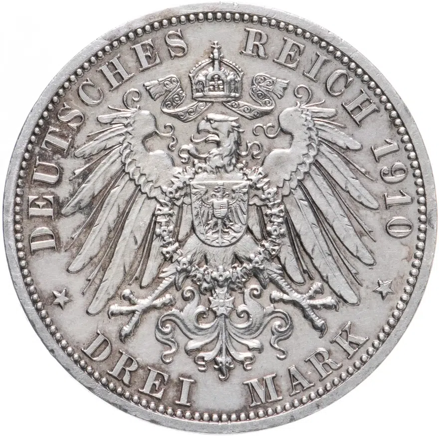 Германия (Империя) 3 марки (mark) 1910  Свадьба Вильгельма и Феодоры, реверс