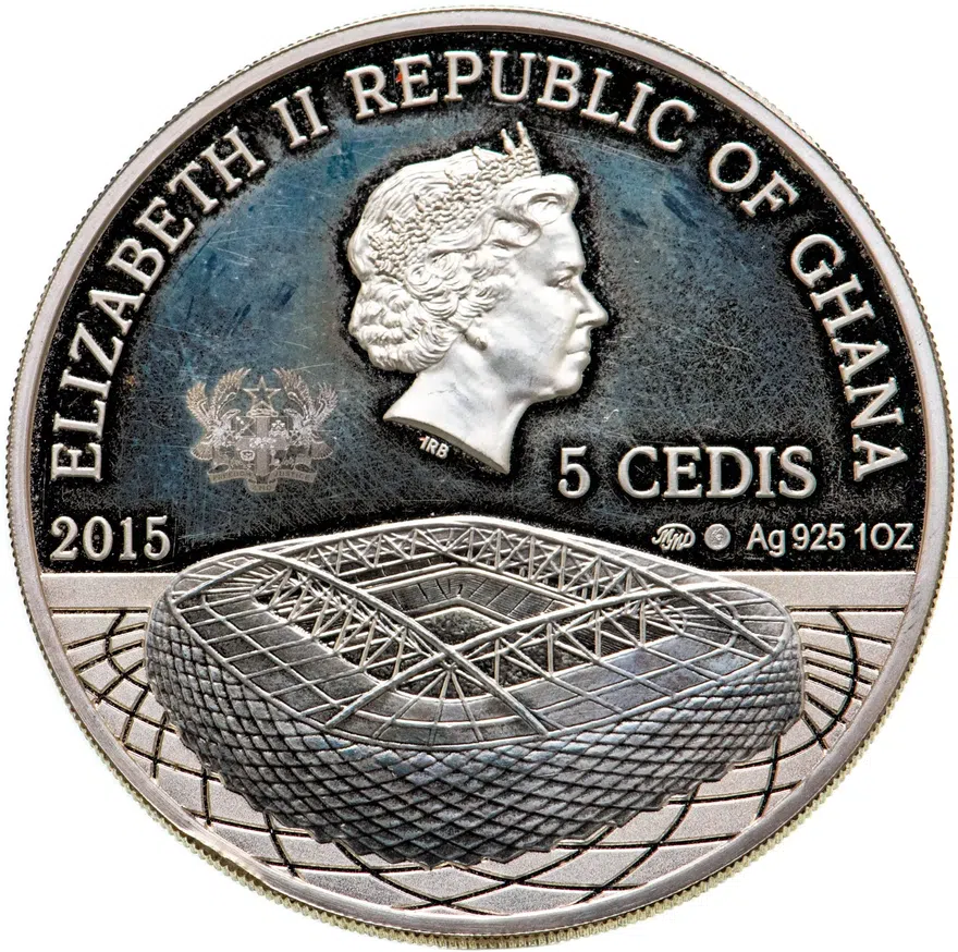 Гана 5 седи (cedis) 2015 ФК Спартак Москва - стадион "Открытие Арена", реверс