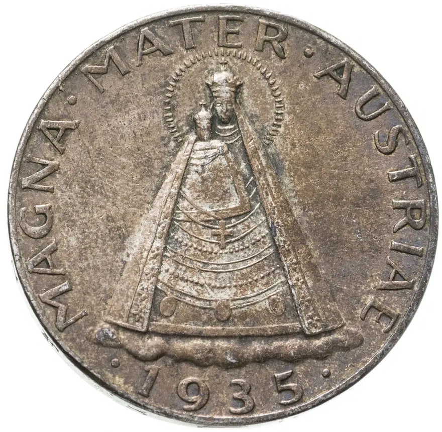 Австрия 5 шиллингов 1935 "Мадонна Мариацелльская", аверс