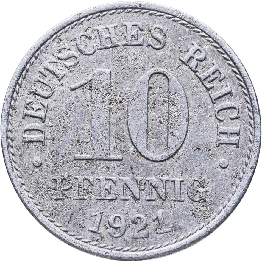 Германия 10 пфеннигов (pfennig) 1921  Железо /магнетик/