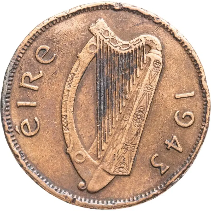 Ирландия 1/2 пенни (penny) 1943, реверс