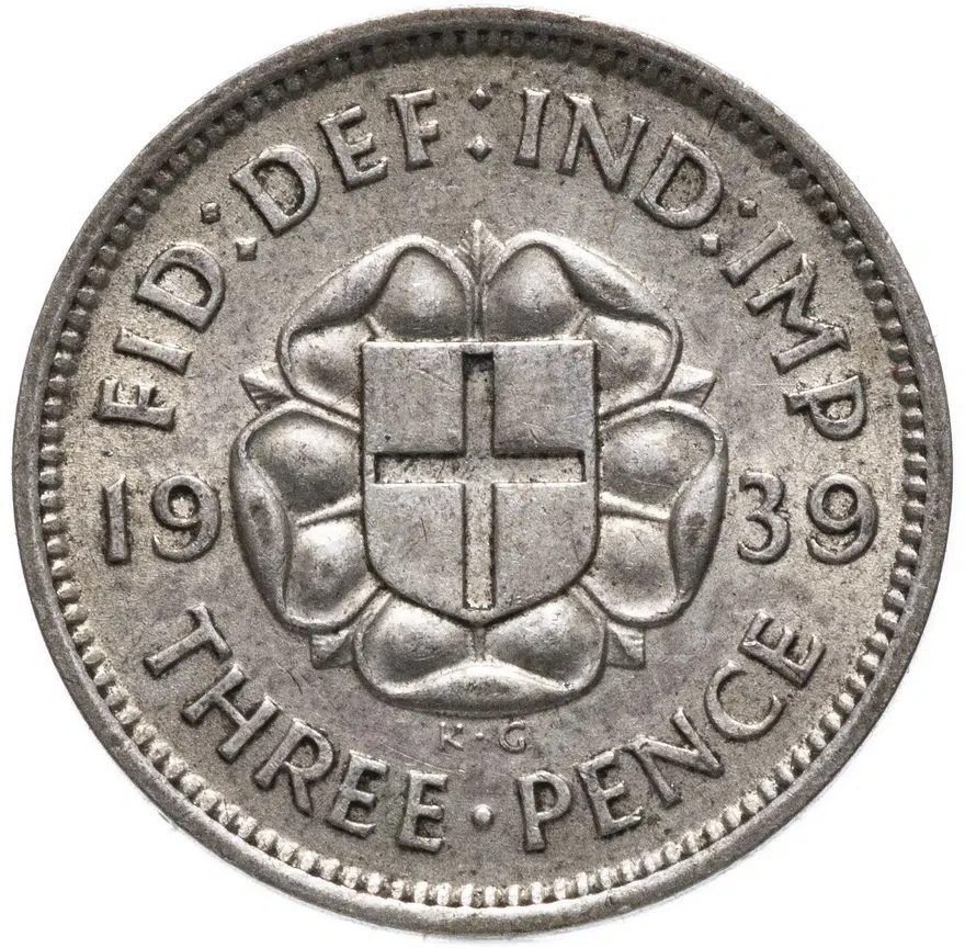 Великобритания 3 пенса (pence) 1939, аверс
