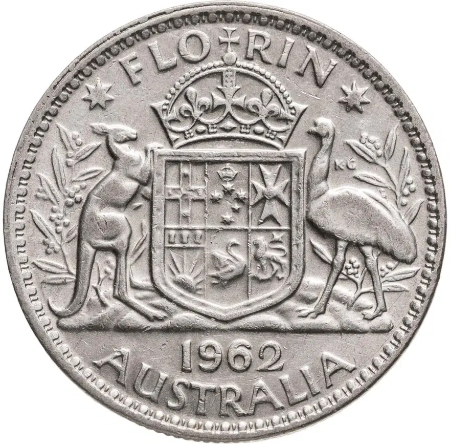 Австралия 2 шиллинга (флорин, shillings) 1962, аверс