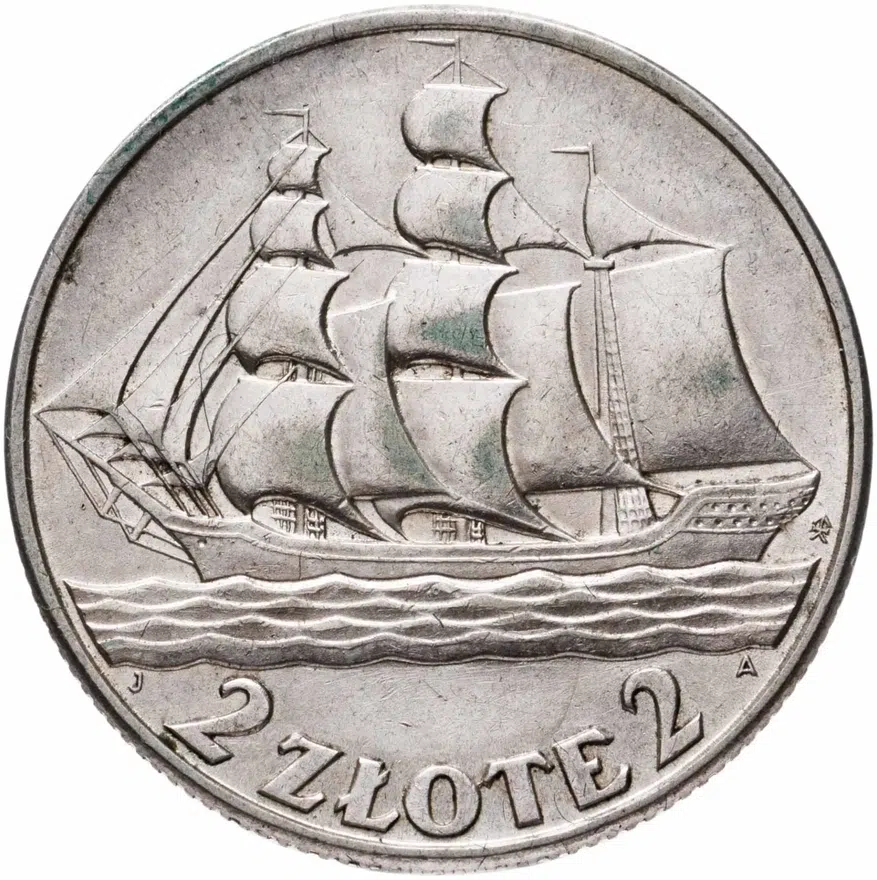 Польша 2 злотых (zlote) 1936 "15 лет морскому порту Гдыня"