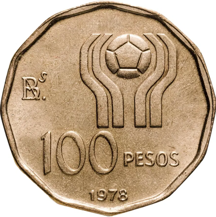 Аргентина 100 песо (pesos) 1978  Чемпионат мира по футболу