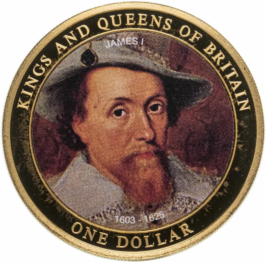 Острова Кука 1 доллар (dollar) 2007  Короли и королевы Британии - Яков I Английский (1603-1625)