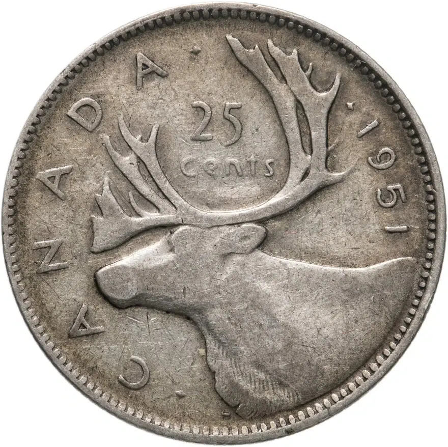 Канада 25 центов (квотер, cents) 1951