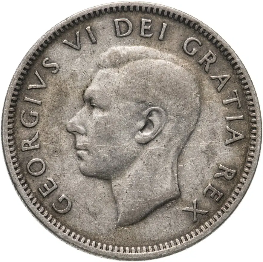 Канада 25 центов (квотер, cents) 1951, реверс