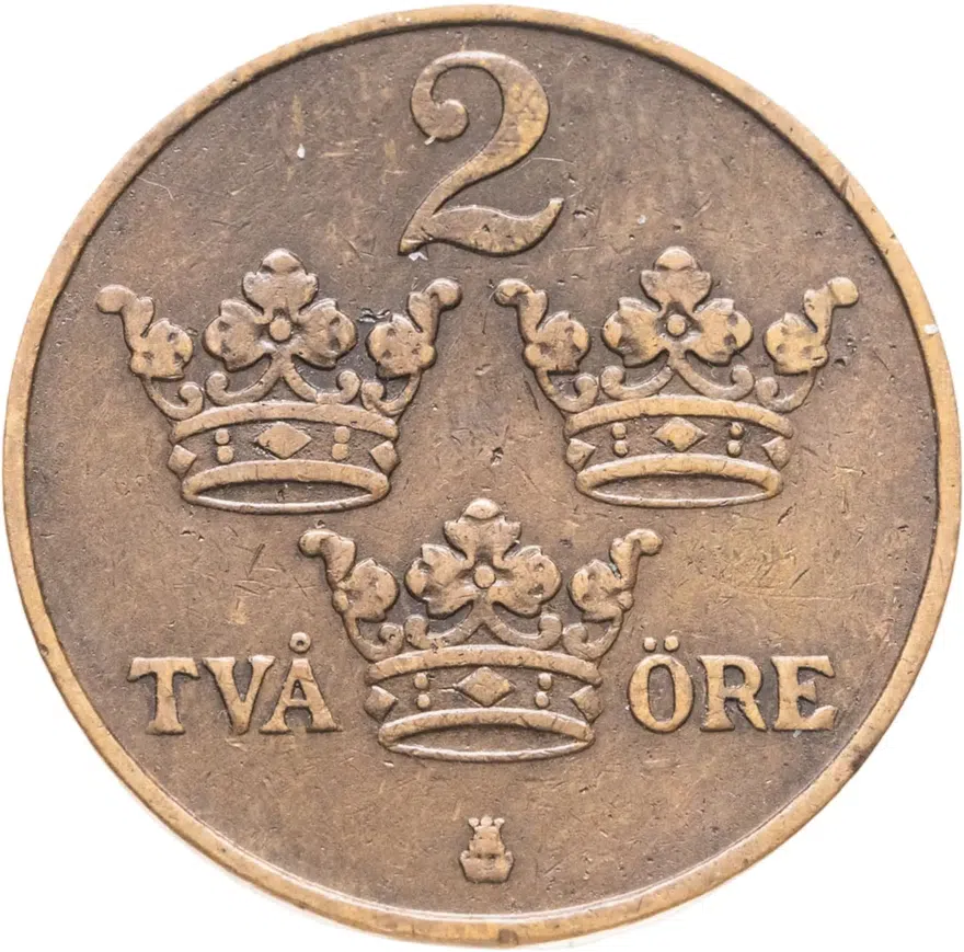Швеция 2 эре (ore) 1914, аверс