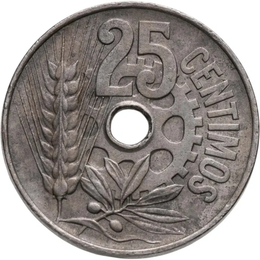 Испания 25 сентимо (centimos) 1934, реверс