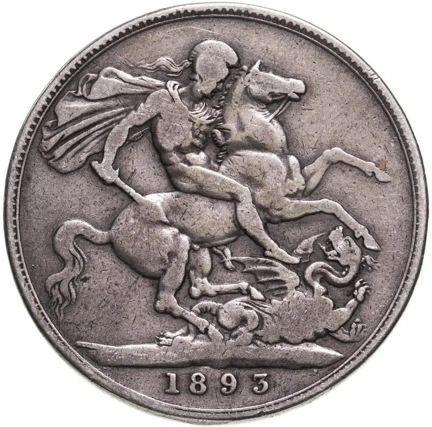 Великобритания 1 крона (crown) 1893 Дата на гурте LVI