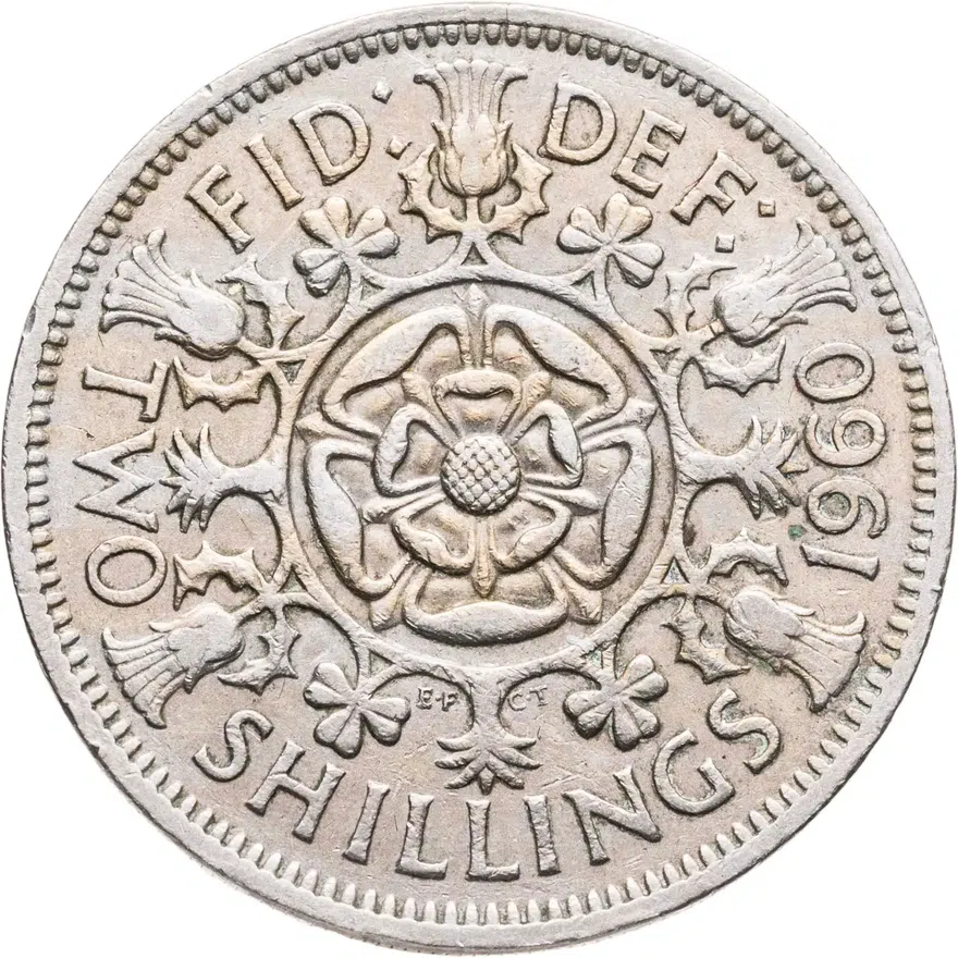 Великобритания 2 шиллинга (флорин, shillings) 1960, аверс