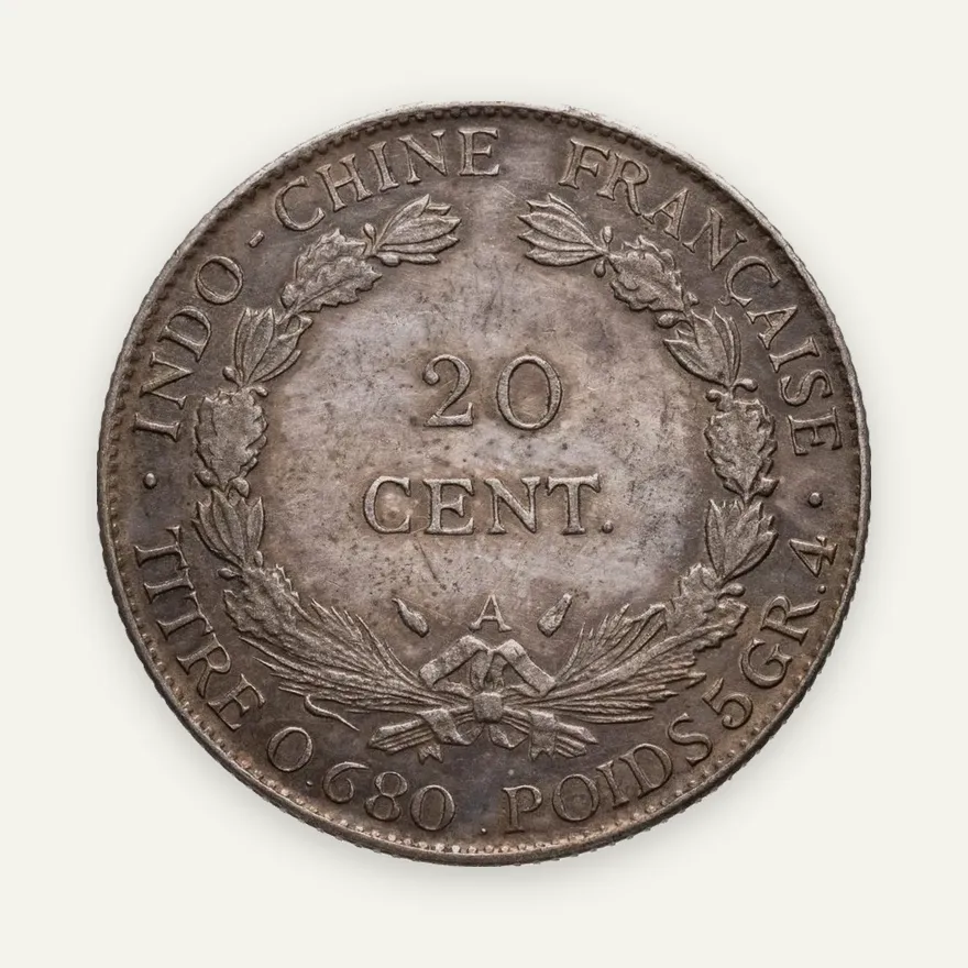 Французский Индокитай 20 сантимов (centimes) 1929, реверс