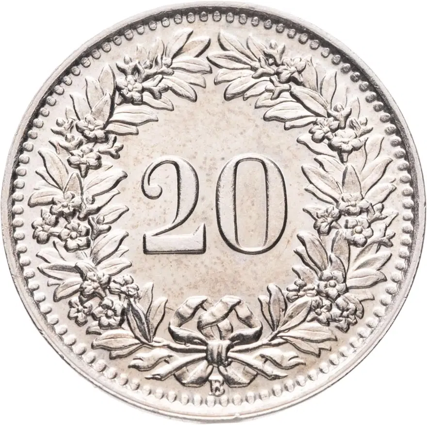 Швейцария 20 раппенов (rappen) 1950