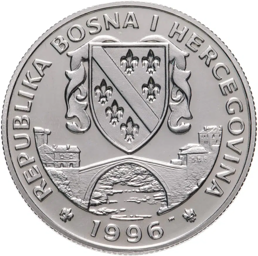 Босния и Герцеговина 500 динаров (dinara) 1996  Заповедник планета Земля - Большой крохаль, реверс