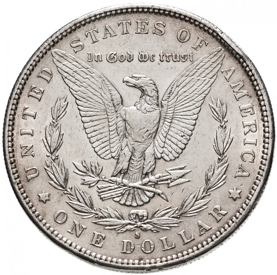 США 1 доллар (dollar) 1891 S Доллар Моргана знак монетного двора: "S" - Сан-Франциско, реверс