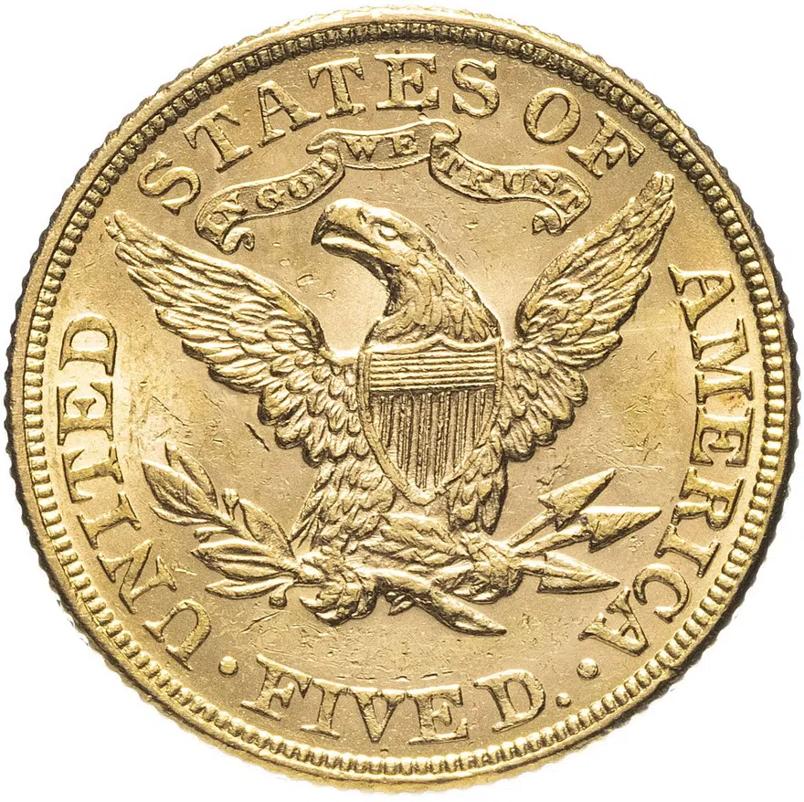 США 5 долларов (dollars) 1893   Половина орла, реверс