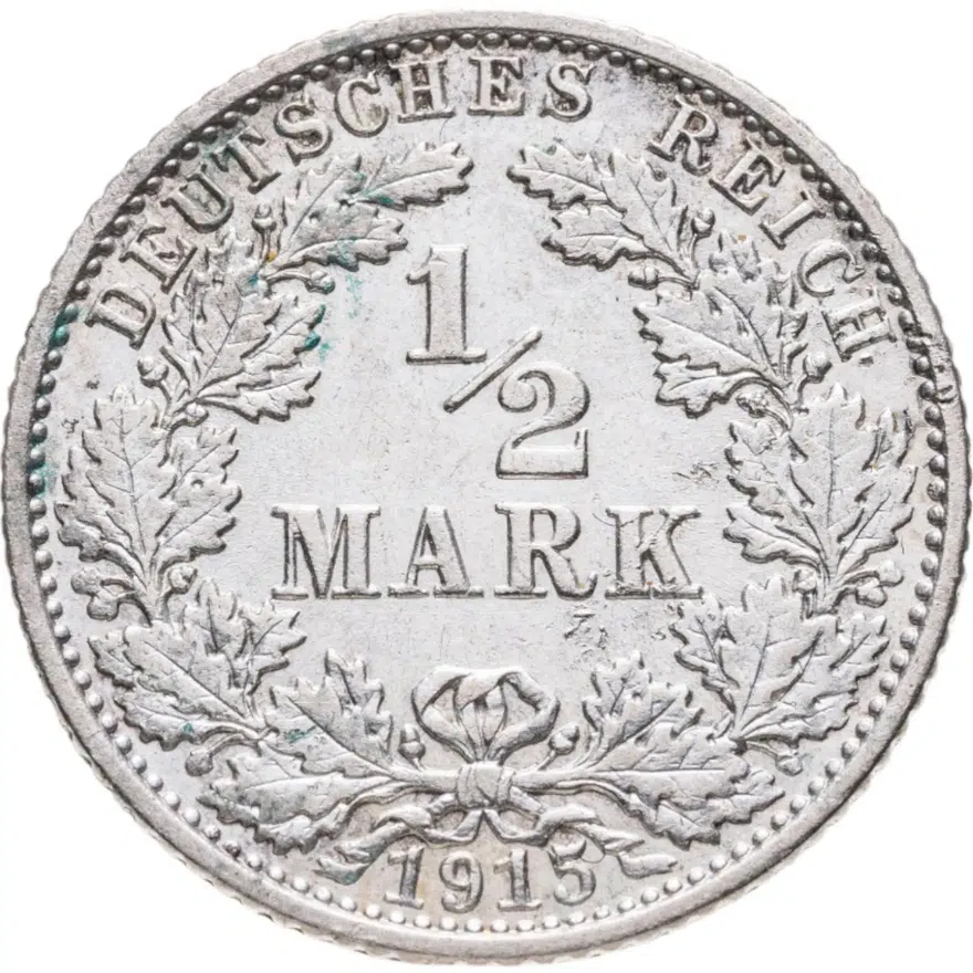 Германия (Германская Империя) 1/2 марки (mark) 1915 E