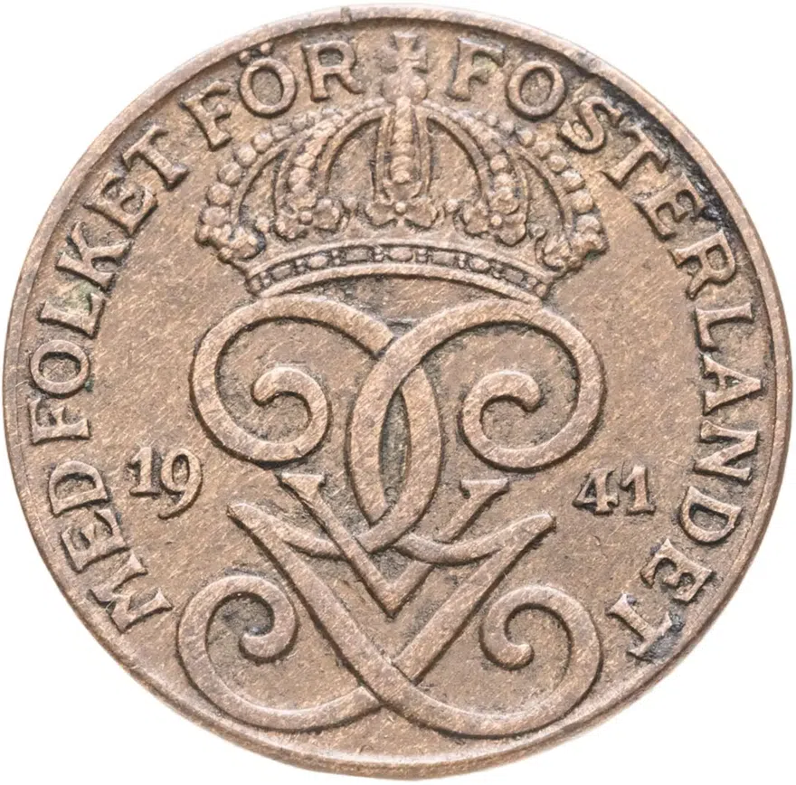 Швеция 2 эре (ore) 1941, реверс