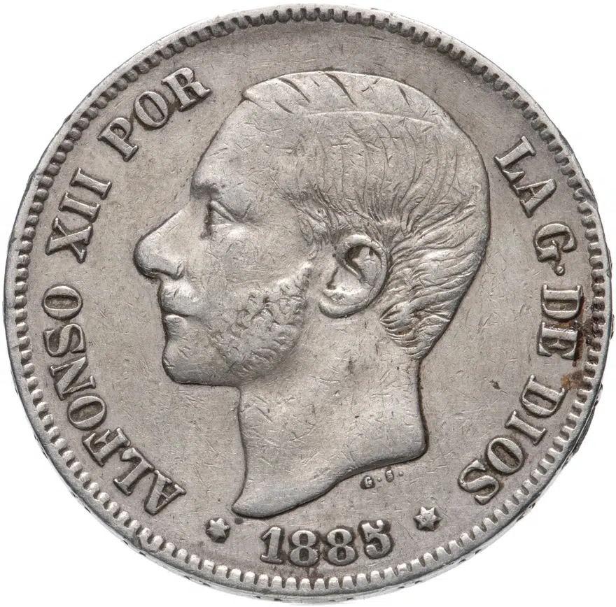 Испания 5 песет (pesetas) 1885