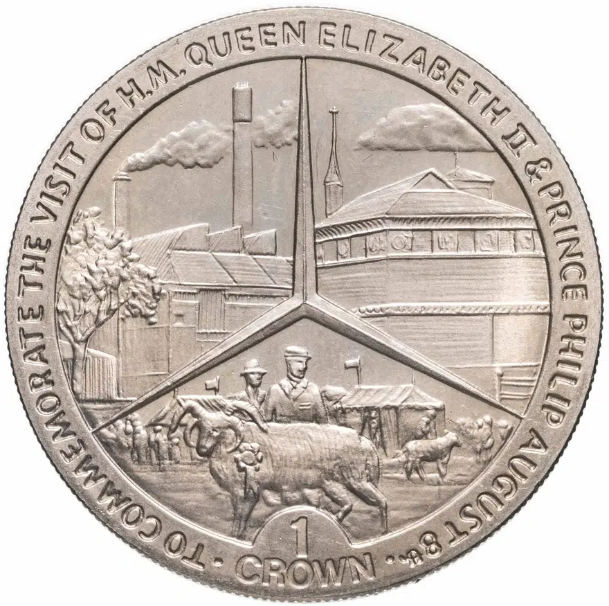 Остров Мэн 1 крона (crown) 1989  Королевский визит, аверс