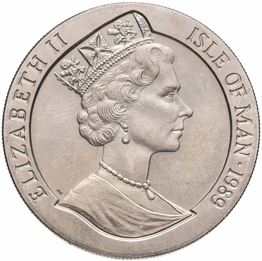 Остров Мэн 1 крона (crown) 1989  Королевский визит, реверс
