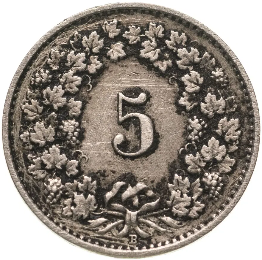 Швейцария 5 раппенов (rappen) 1926, реверс