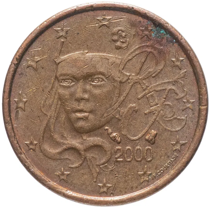 Франция 1 цент (cent) 1999-2019, аверс