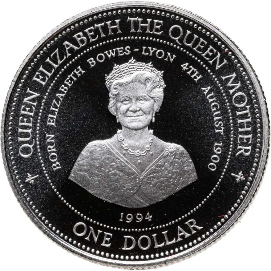 Барбадос 1 доллар (dollar) 1994  королева-мать, реверс