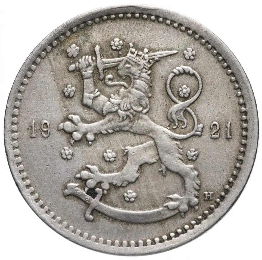 Финляндия 1 марка (markka) 1921, реверс