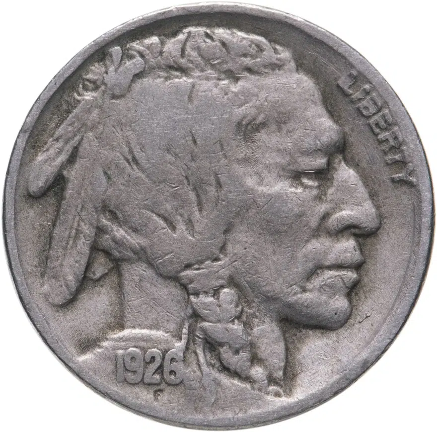 США 5 центов (cents) 1926  Buffalo Nickel Без отметки монетного двора, реверс