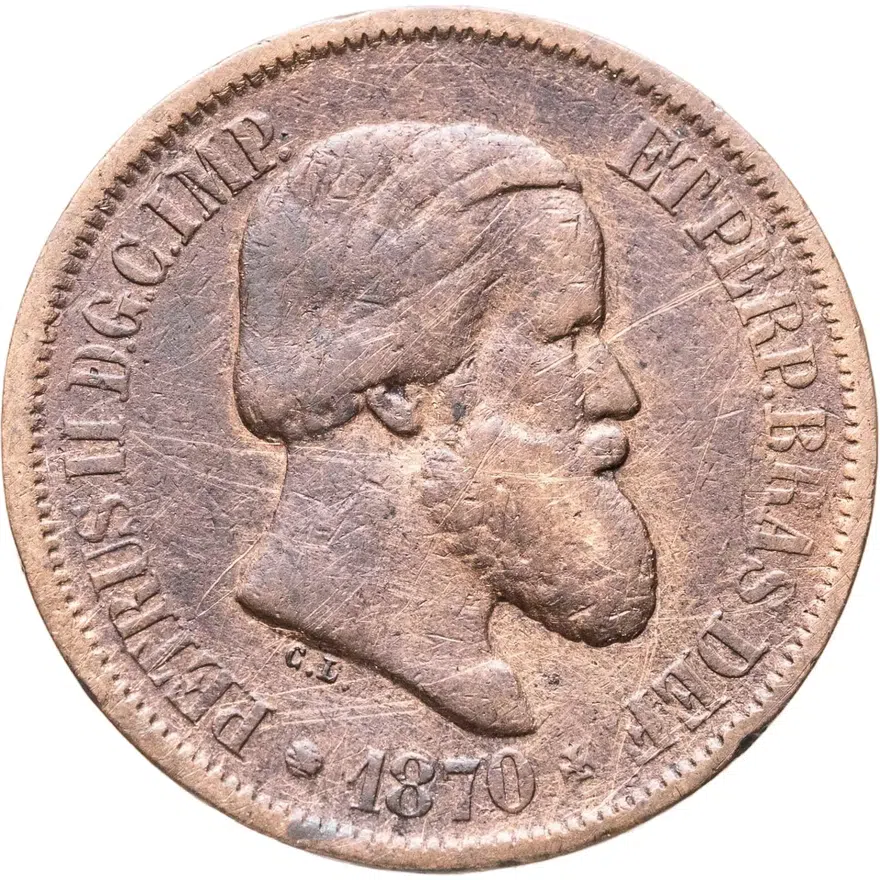 Бразилия 20 реалов (рейс, reis) 1870, реверс