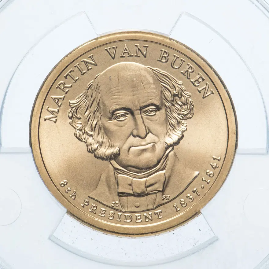 США 1 доллар (dollar) 2008 D Мартин Ван Бюрен (8-й президент США) в слабе ANACS SP69, реверс
