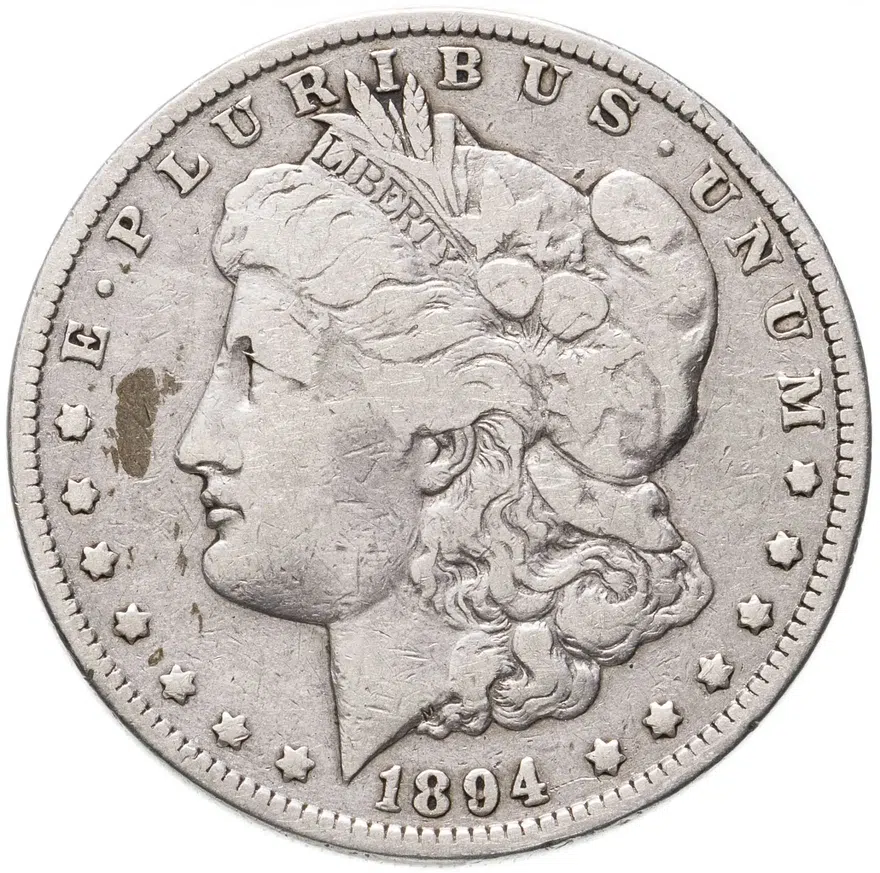 США 1 доллар (dollar) 1894 O Доллар Моргана знак монетного двора: "O" - Новый Орлеан, аверс