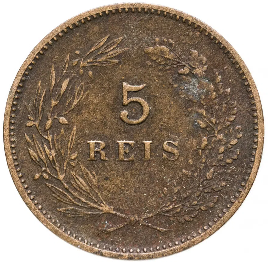 Португалия 5 рейс (reis) 1904, реверс