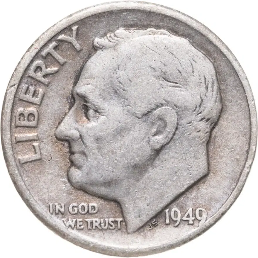 США 10 центов (дайм, one dime) 1949 D, аверс