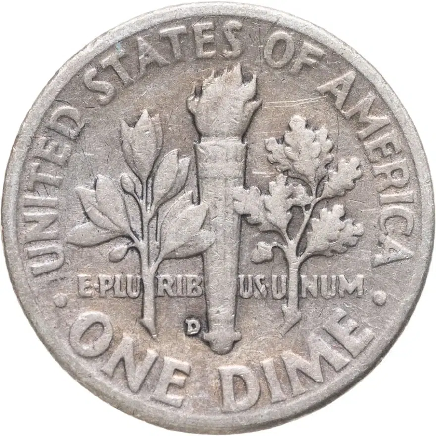 США 10 центов (дайм, one dime) 1949 D, реверс
