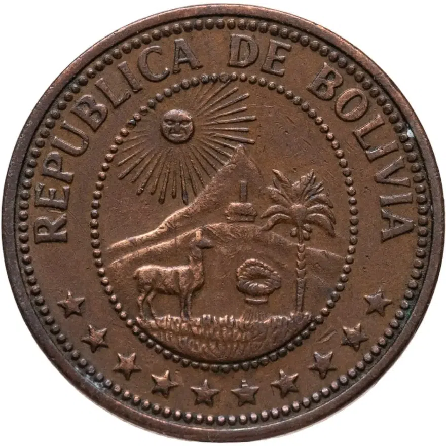 Боливия 10 сентаво (centavos) 1969, реверс