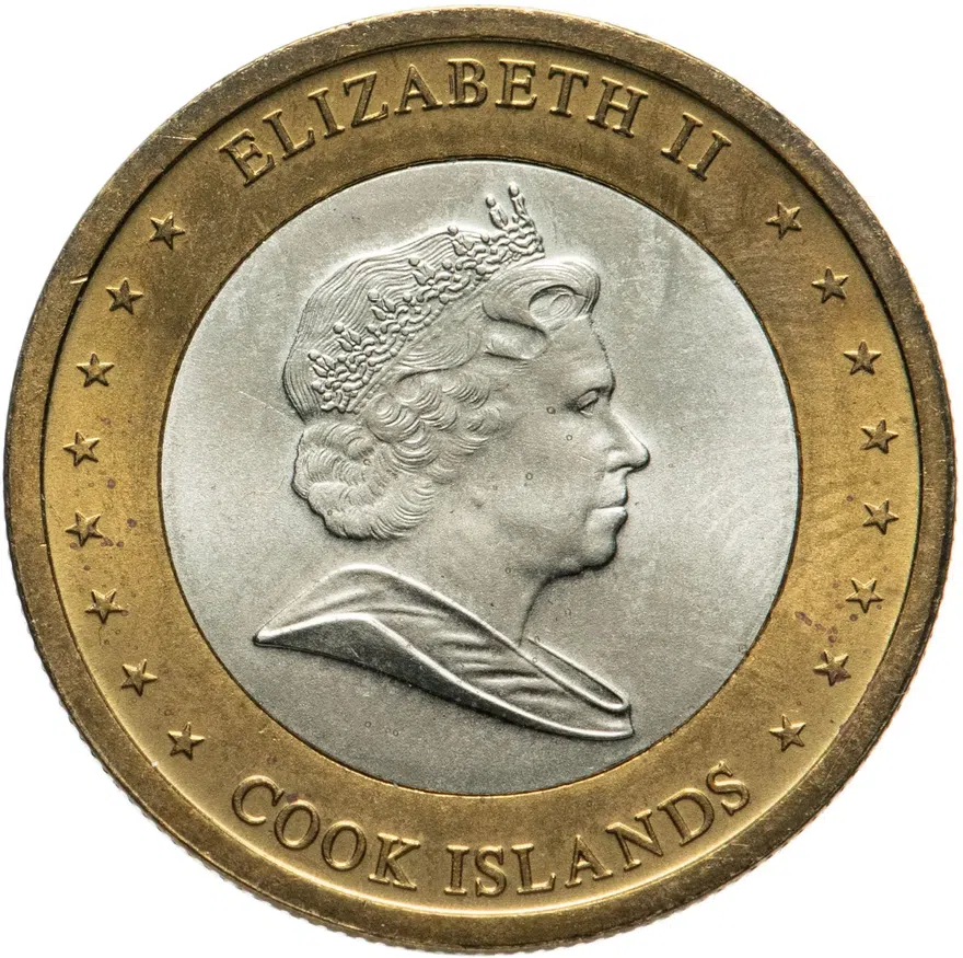 Острова Кука 1 доллар (dollar) 2010  Биметалл, реверс