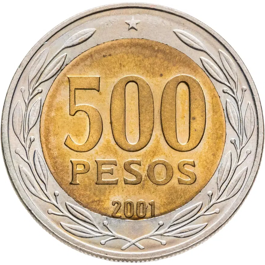 Чили 500 песо (pesos) 2001, реверс
