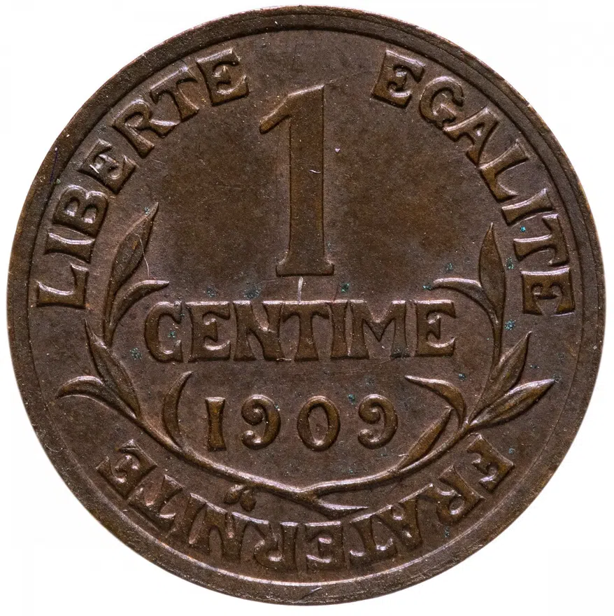 Франция 1 сантим (centime) 1909, реверс