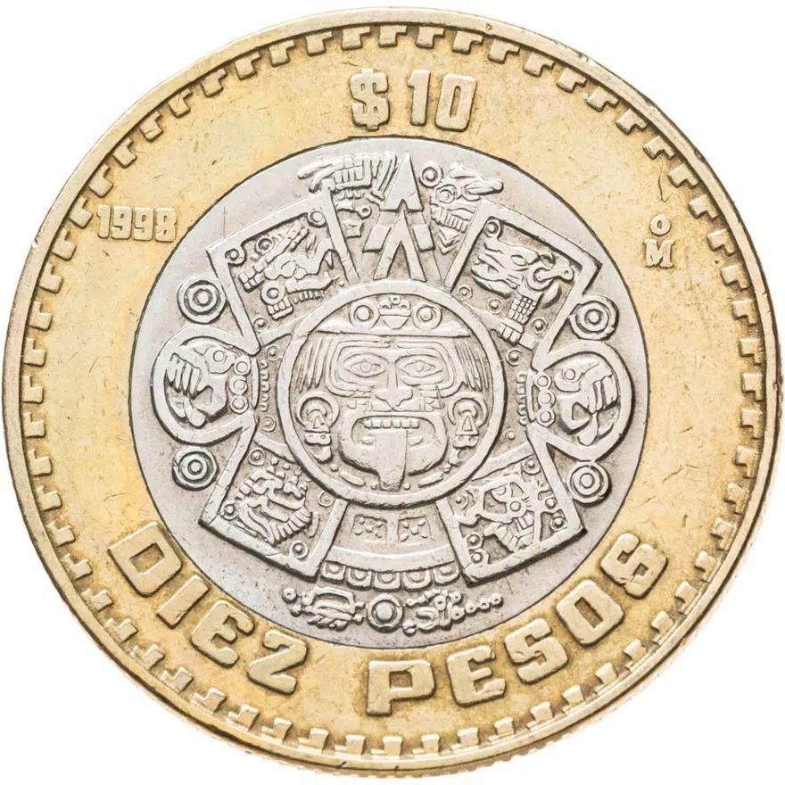 Мексика 10 песо (pesos) 1998, реверс