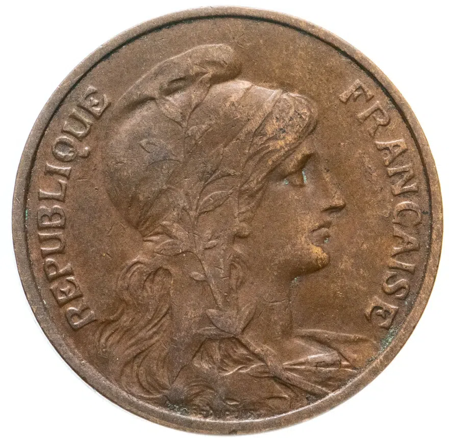 Франция 5 сантимов (centimes) 1908, аверс